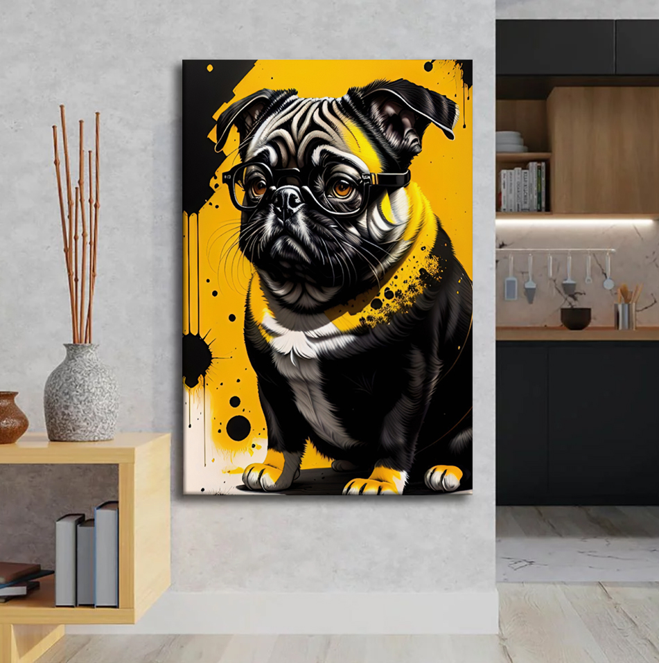 Pug%20Köpek%20Tasarımlı%20Dekor%20Kanvas%20Tablo