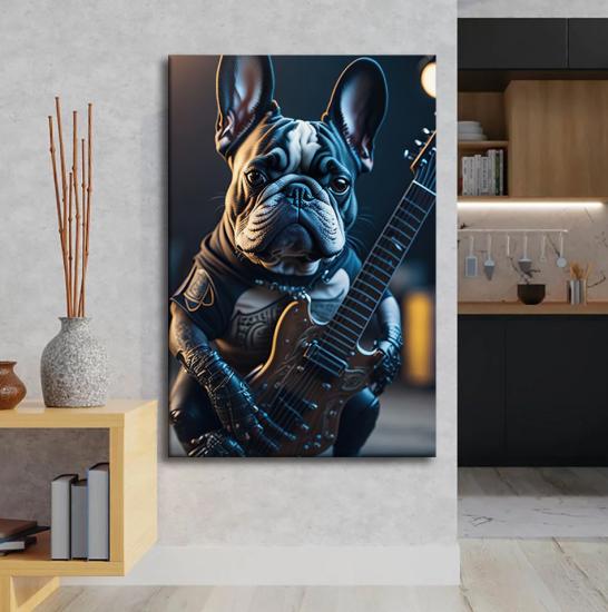 Gitarist Bulldog Tasarımlı Dekor Kanvas Tablo