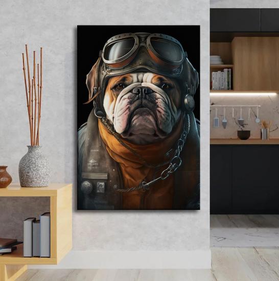 Pilot Bulldog Tasarımlı Dekor Kanvas Tablo